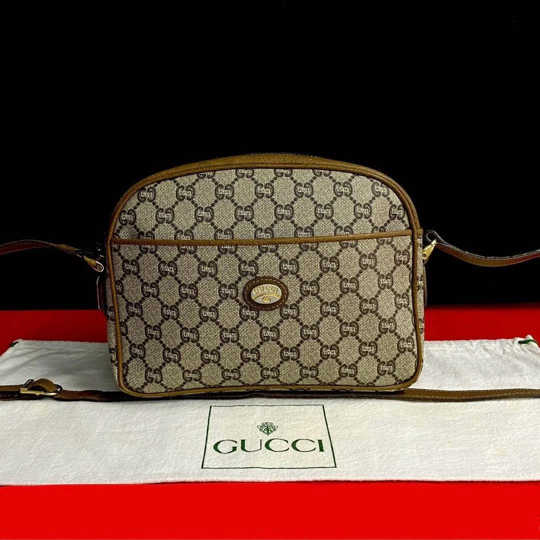 Extrême ancien sac à bandoulière Gucci Gucci Plus logo cuir marron #PGGB8Q