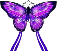 Sturdy and Colorful 55" Butterfly Kite for Outdoor Family Activities - Purple