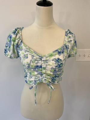 NWT Women's size medium Primark blue green floral top