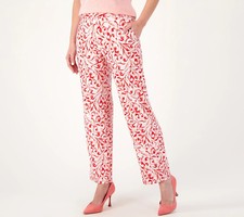 Susan Graver Liquid Knit Straight Leg Pull-On Pants-Coral/Pink-Petite 3X A574058