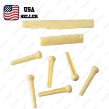 6-String Guitar Bridge Pins Bridge Saddle Nut for Acoustic Guitar - Yellow