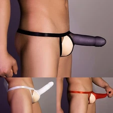 Mens Jockstrap G-String Sexy Underwear Pouch Briefs Low Rise Shiny Underpants