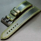Genuine Leather watch strap Handmade 22- 26mm green replacement wrist band