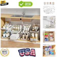 2-Tier Multi-Purpose Bathroom Under Sink Organizers and Storage, Stackable Ki...