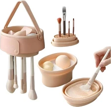 3-in-1 Makeup Brush Cleaner & Drying Rack | Foldable Silicone Mat for Foundation