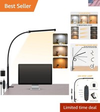 LED Desk Lamp with Clamp - Eye-Caring 3 Modes 10 Brightness Levels, Black