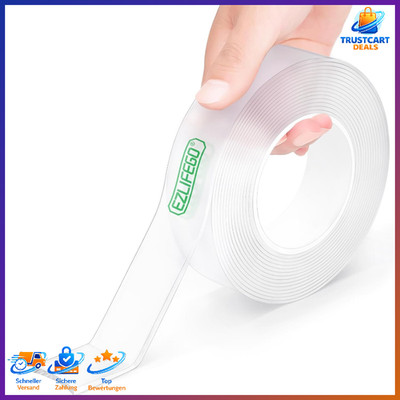 Doppelseitiges Klebeband Extra Stark Transparent Nano Tape 5m Abnehmbar