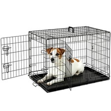 36 Inch Dog Crate, Medium Crates Double Door Folding Metal Wire Dog Cage with...