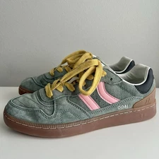 Coolway Goal Leather Sneakers - 'Green Forest' Pink Yellow Woman’s Size 8 US