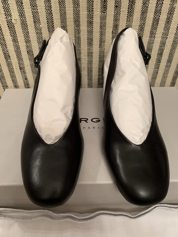 NIB Clergerie 36 5.5 US Slingback Pop Pumps Black Calf Buttery Leather Org. $595 - Image 2 of 4