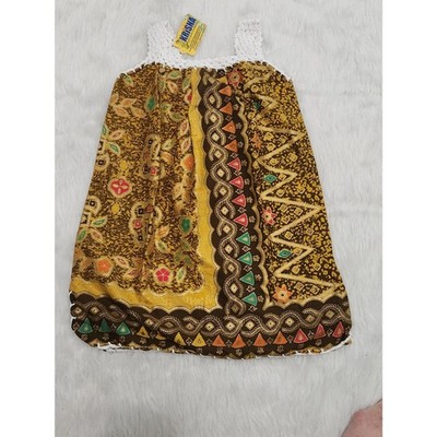NEW Krisna Indonesian Floral Batik Brown flowers Bloomer Dress tank top sz 4T