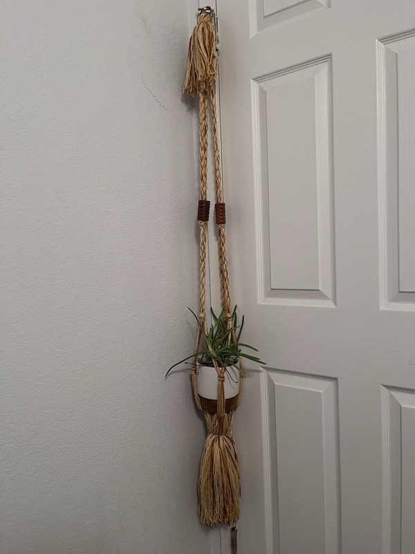 Vintage 1980’s Macrame Plant Hanger - Yellow And Brown