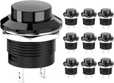 Momentary Push Button Switch Mini No Lock Round Switch AC 250 Color: Black Cap