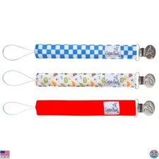 Copper Pearl Justice League™ Pacifier Clip Set - 3 Knit Binky Holders & Clips
