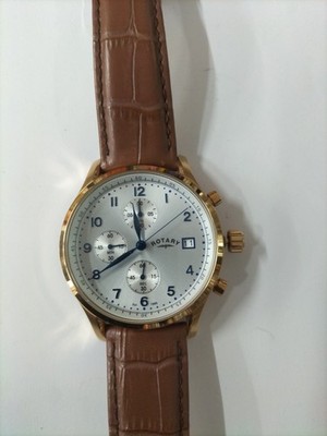 ROTARY GOLD TONE EDELSTAHL QUARZ CHRONOGRAPH GS03083/52 HERREN DRESS WATCH