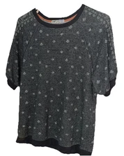 Women’s Jolt Medium Gray w/ White Paisley Floral Patterns  Short Sleeve