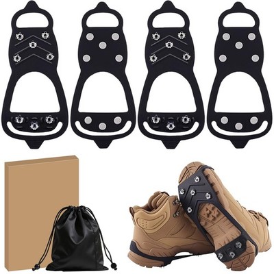 2 Pairs Ice Cleats for Shoes and L: Women (10-11.5) / Men (8.5-10), black 