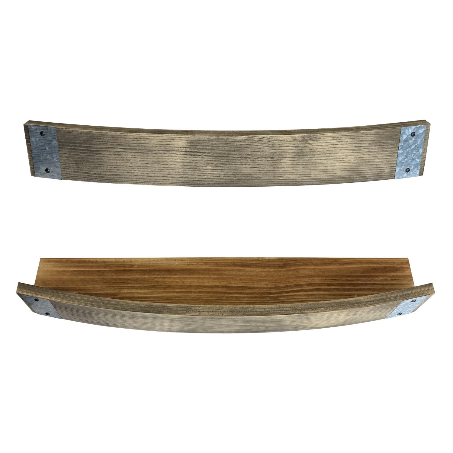 Oak Barrel Shelf for Whiskey Bourbon Scotch Bottles - Wall Mounted Whiskey Bo...