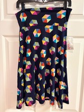 LuLaRoe NWT Azure skirt Small 4-6 versatile knee length colorful hexagons