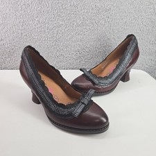 SPRING STEP L'Artiste "Kirstie" Brown Leather Pumps Size 35 Burgundy Black Bow