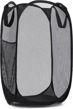 Collapsible Mesh Pop up Hamper with Wide Opening and Side Pocket - Breathable, S
