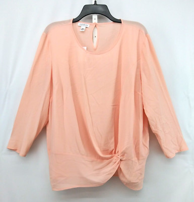 Jaclyn Smith Collection Blouse Womens Size XXL Light Orange 3/4 Sleeve Top