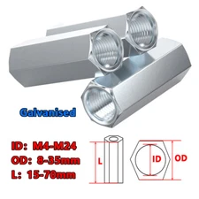 Hex Connection Nuts Hexagon Connector Connecting Rod Bar Stud Long Nut M4 ~ M24