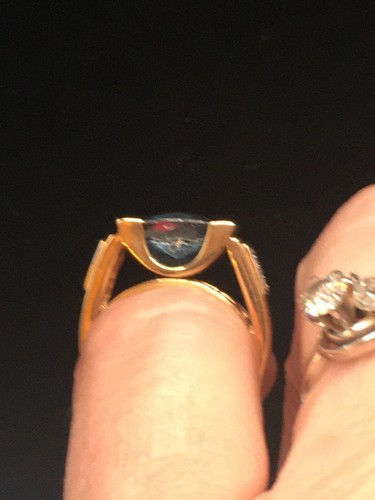 Laura Ramsey Blue Topaz and Diamond Ring, 14K Solid Gold, Size 4.75 - Picture 8 of 12