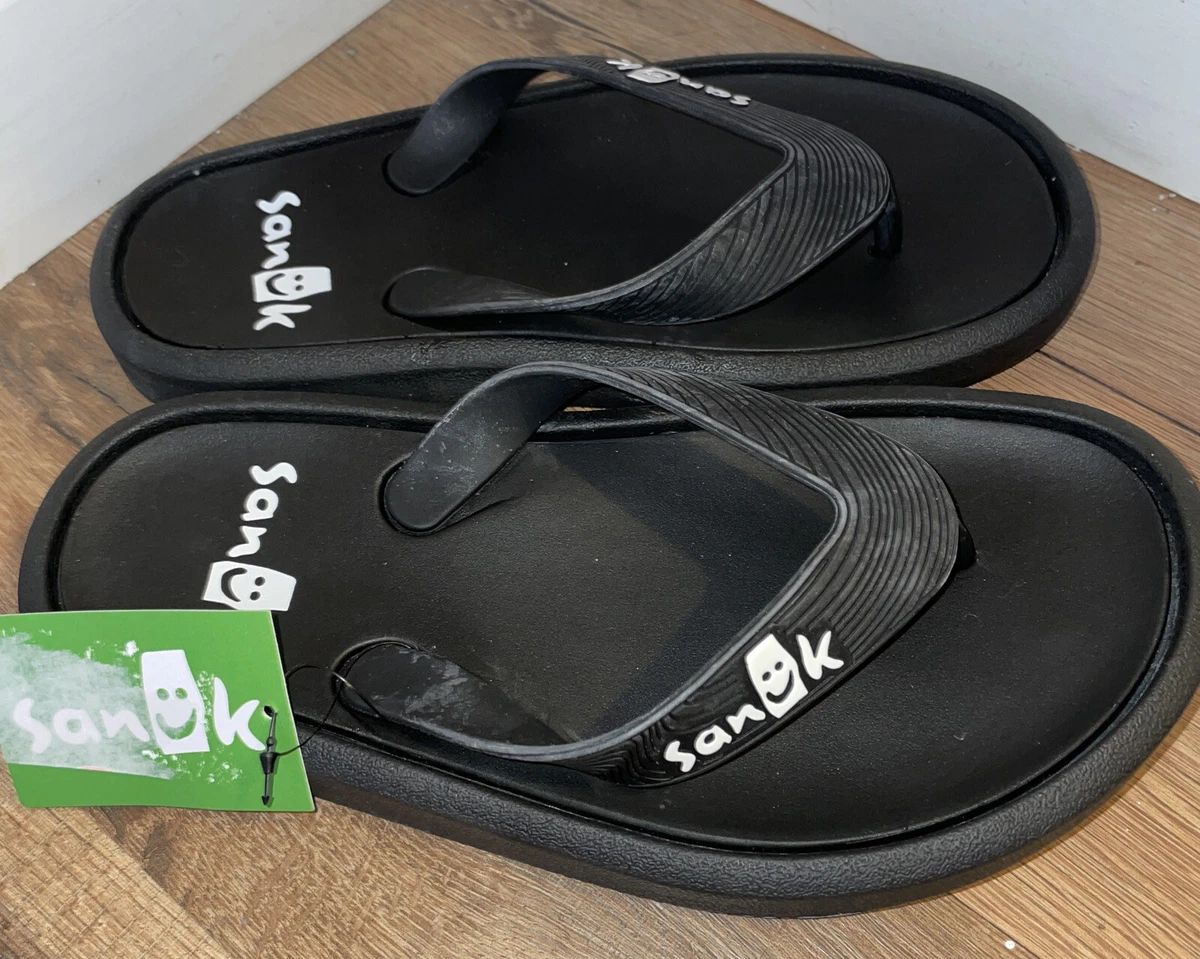 NWT Sanuk Flip Flop Boys/Men’s US Size 5 Black Comfort Casual Beach