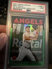 2021 Topps Chrome 1986 Topps 86BC2 Mike Trout Green Refractor [PSA 9] #/99