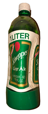 1 Liter Schweppes Ginger Ale Full Plastic Bottle 1970 s *Sealed* 