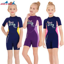 DIVE  SAIL Girls Neoprene Thermal Short Sleeve Diving Surfing Wetsuit anti-UV