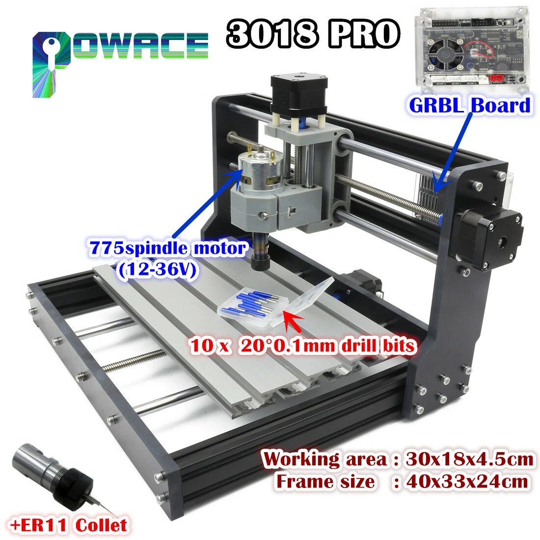 3018 Pro DIY CNC Router ER11 Grbl Control Mini Engraving Machine Wood Router