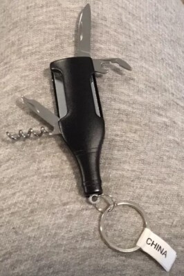 LEGION POST 504 KEY CHAIN SMALL BOTTLE OPENER, CORK SCREW, KNIFE & NAIL FILE.