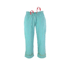 Ritzy Women's 3-Quarter Pajama Pants 100% Cotton Plaid Woven - B&W Checks