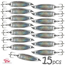 15pcs Fish WOW!® 3oz Casting Spoon Jig trolling crocodiles spoons Silver Tape