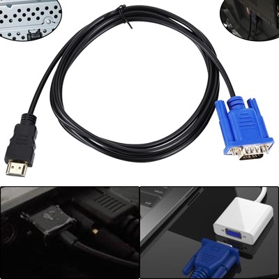 2x1.8M HDMI auf zu VGA AV Video Kabel Adapter Laptop PC 1080P Monitor Projektor