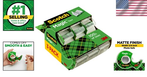 3 ROLLS Scotch Magic Tape 3105 3/4" x 300" Total 900" ONE 3-pack - Picture 2 of 12