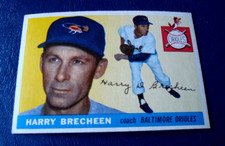 1955 Topps #113 HARRY BRECHEEN  EX-MT or better BALTIMORE ORIOLES  white back