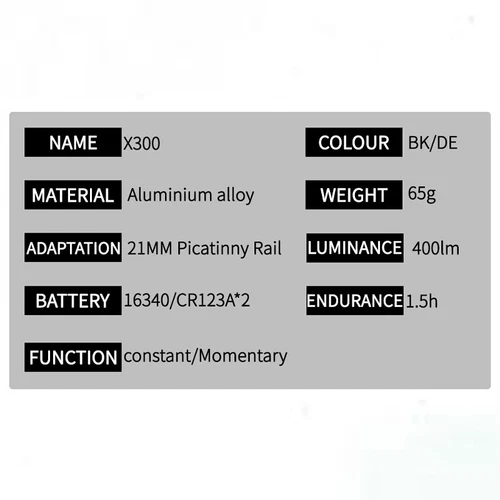 SureFie X300 童子军手电筒 400 流明手枪手电恒定/瞬间灯 - 第 8 张/共 16 张