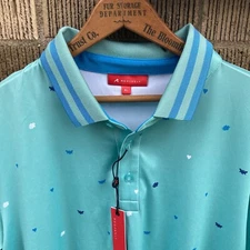 Redvanly Men's XL Blue Green Golf Polo Unique Langham Stretch Athletic Luxury