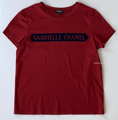 17B FABULOUS CHANEL RED NAVY GABRIELLE T-SHIRT TEE TOP 36 | eBay