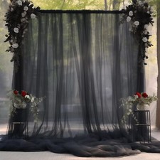 10x10ft Sheer Black Backdrop Curtains for Parties Tulle Wedding Arch Draping ...
