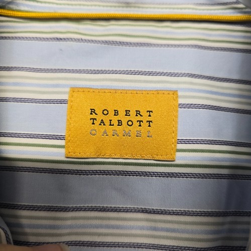 Robert Talbott Carmel Shirt Mens Sz XL Blue White Green Striped Cotton Button Up - Picture 3 of 19