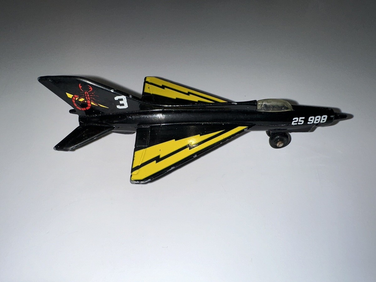 1973 Matchbox Sb 6 Black Yellow Mig 21 Fighter Jet #3 Scorpion 25