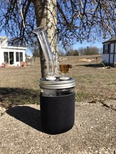 Mason Jar Water Pipe 16oz Glass Amber Bowl 14mm Bubbler Bong 5.5” Mouthpiece