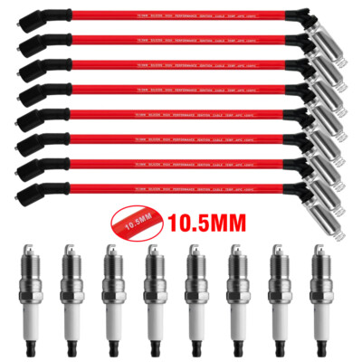 48322 10.5 Wire& 8x 41-962 Spark Plugs For Chevy Silverado GMC 4.8L 5.3L 6.0L V8