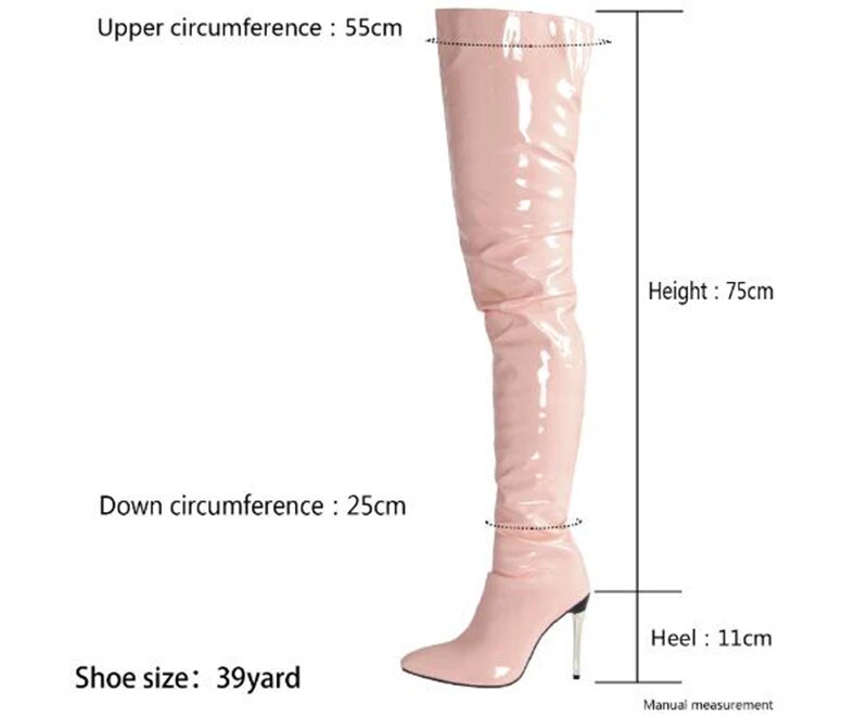 11cm Womens Zip Thigh High Over Knee Boots Pointy Toe Stiletto High Heels Shoes - Image 4 of 4