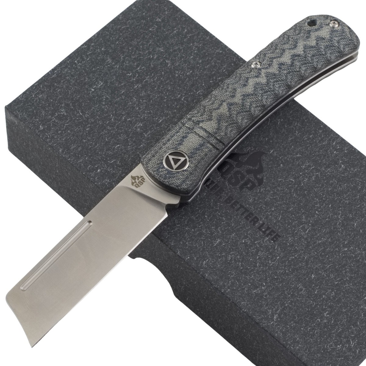 QSP Hedgehog Denim Sculpted Micarta Folding Pocket Knife Slip