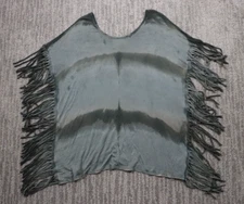 Simi Sue Top Womens Large Green Fringe Rocker Bohemian Hippie Trendy Heavyweight